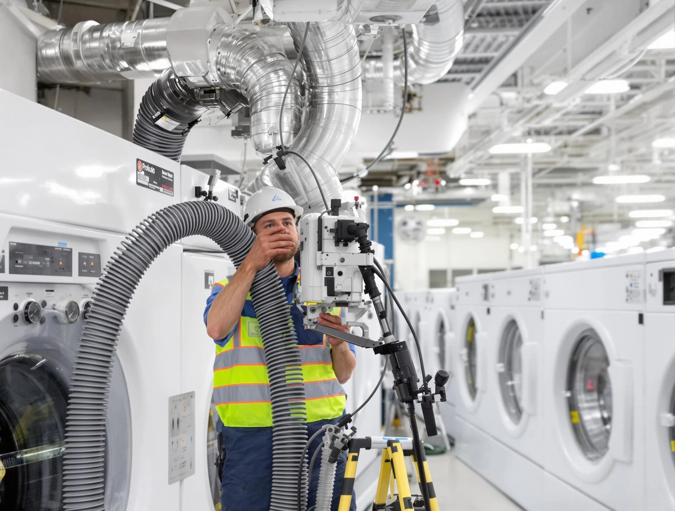 The Village Dryer Vent Cleaning team performing commercial-grade dryer vent cleaning at a business facility in The Village